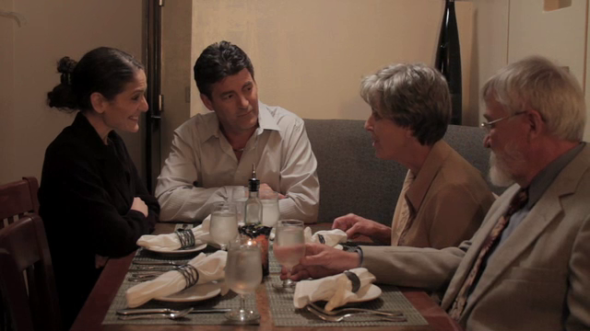 Margaret Miller (l), Henri, his mother Margaret (r) and Joseph enjoying lunch at one of Henri's restaurants.